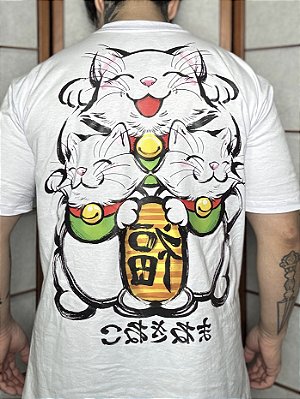Camiseta Maneki Neko Branca