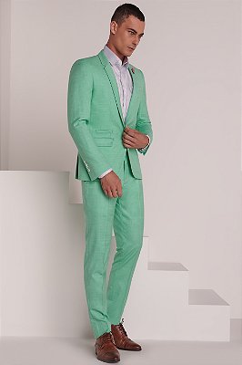 Terno 1 botão 2 aberturas, Super Slim Fit - Cor: Verde Água