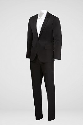 Terno 2 botões 1 abertura, calça com ajuste, Slim Fit - Cor: Preto
