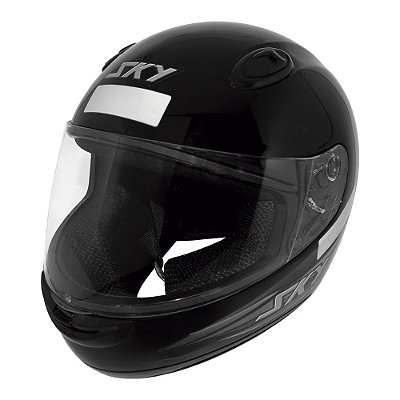 Capacete Sky Nimbus Preto Brilho C/ Adesivo Cinza 58