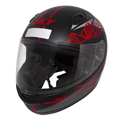 Capacete Sky Antares Preto Fosco,transf Vermelho 58