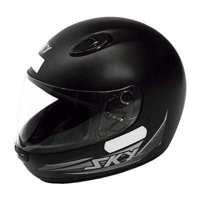 Capacete Sky Nimbus Preto Fosco C/ Adesivo Cinza 60