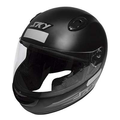 Capacete Sky Nimbus Preto Fosco C/ Adesivo Cinza 56