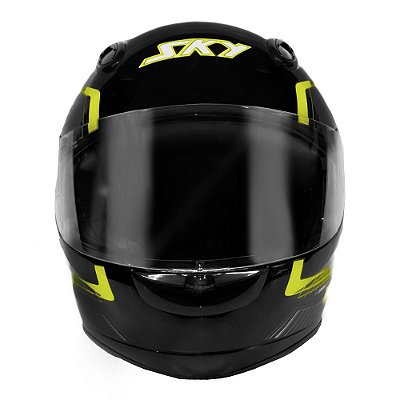 Capacete Sky Gamma Preto Brilho Transf Verde/amarelo 60