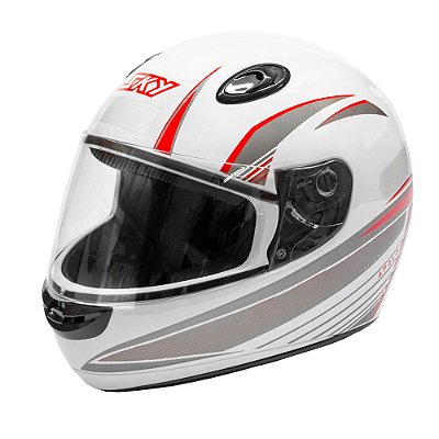 Capacete Sky Apolo Branco C/ Transfer Chumbo C/ Vermelho 62