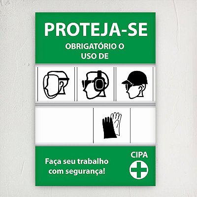 Painel Cipa de indicação de uso de EPI´s 60x90 cm em ps 2mm totalmente personalizado