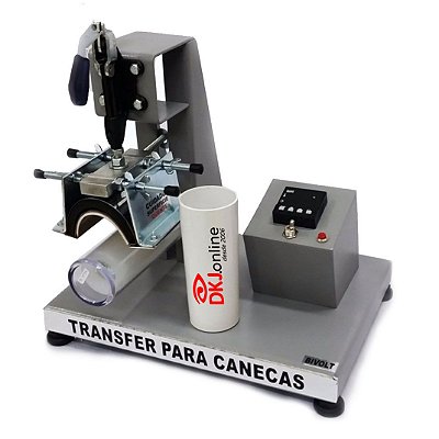 Prensa cilíndrica térmica transfer para canecas de acrílico e plástico