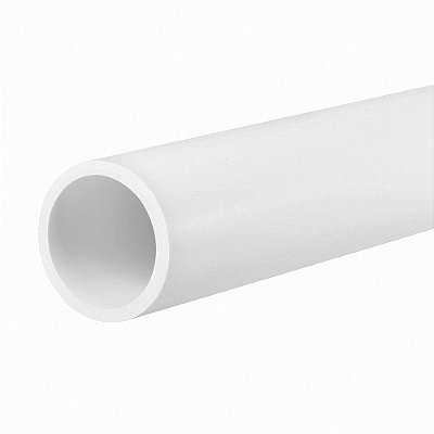 Perfil plástico tubo redondo 32 mm x 2 mm em PS branco