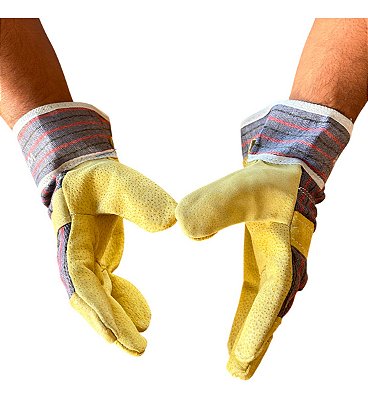 Par de Luvas Vaqueta em Couro com Dorso em Lona Vonder