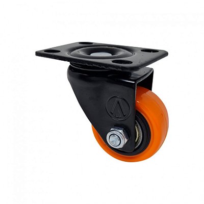 Rodízio de PVC laranja - 3" - giratório