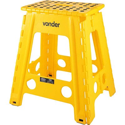 Banqueta Plástica Multiuso Dobrável Capacidade 150 Kg Amarela Vonder