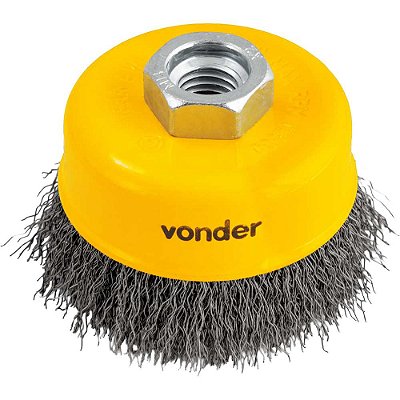 Escova de aço inox tipo copo, 3", ondulada VONDER