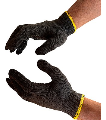 Luva de Malha 4 Fios EPI Preta Vonder