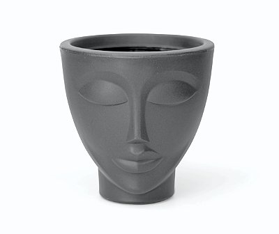 Vaso Decorativo Face Rosto Mulher 17 cm de Altura 2 litros Preto