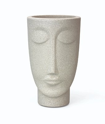 Vaso Decorativo Face Rosto Homem 24 cm de Altura 2,75 litros Cimento