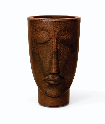 Vaso Decorativo Face Rosto Homem 24 cm de Altura 2,75 litros Café