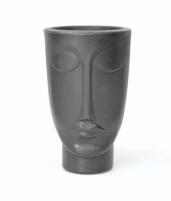 Vaso Decorativo Face Rosto Homem 36 cm de Altura 9 litros Preto