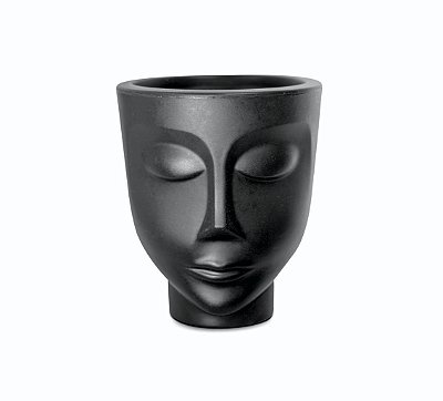 Vaso Decorativo Face Rosto Menino 21 cm de Altura 3,5 litros Preto