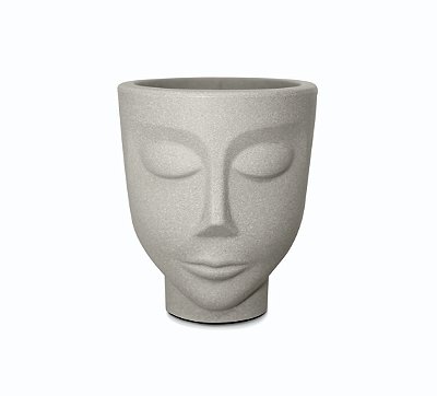 Vaso Decorativo Face Rosto Menino 21 cm de Altura 3,5 litros Cimento