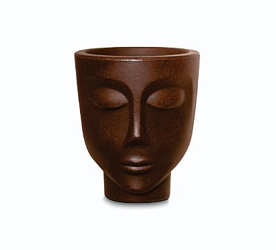Vaso Decorativo Face Rosto Menino 21 cm de Altura 3,5 litros Café
