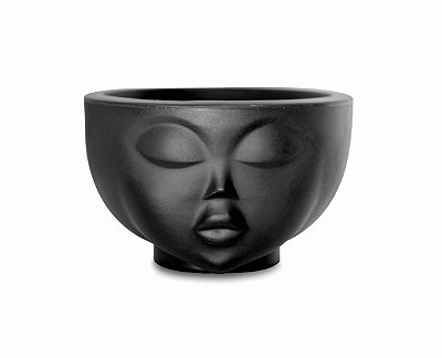 Vaso Decorativo Face Rosto Menina 9 cm de Altura 1 litro Preto