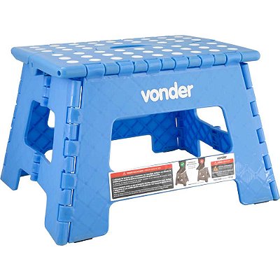 Banqueta Plástica Multiuso Dobrável Capacidade 150 Kg Azul Vonder