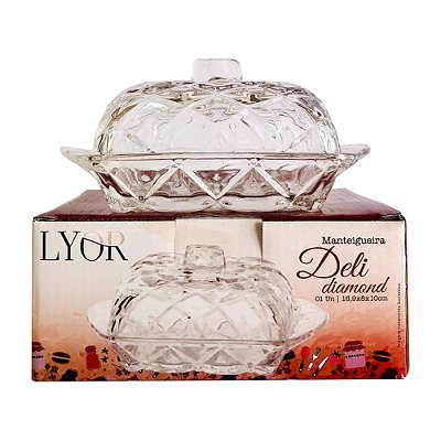 Manteigueira Deli Diamond Vidro cristal Marca Lyor
