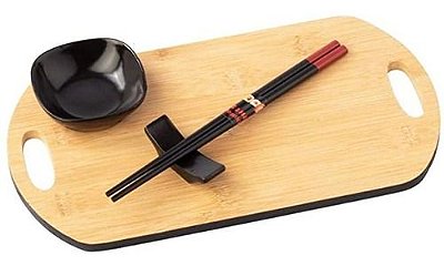 Conjunto Para Sushi Com Bandeja De Bambu Comida Japonesa Lyor