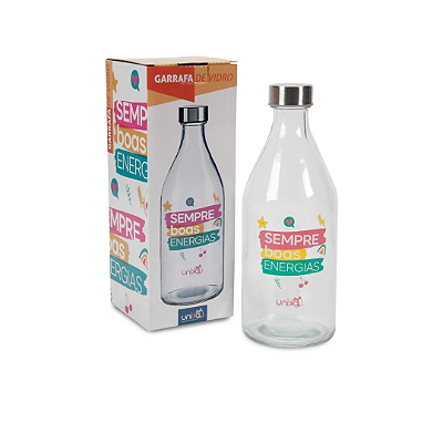 Garrafa de Vidro 1L - Sempre Boas Energias