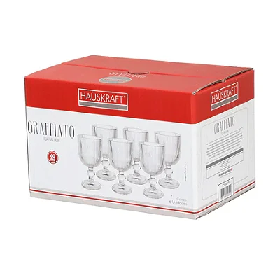 JOGO COM 6 TACAS PARA LICOR VIDRO GRAFFIATO 60ML - HAUSKRAFT