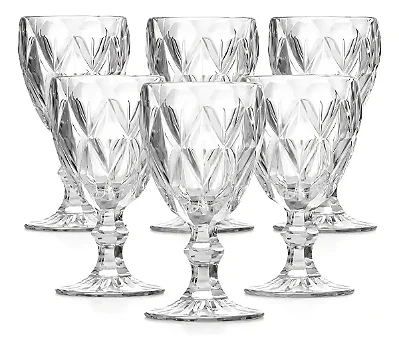 Jogo De Taças Diamante De Vidro 6 Peças 340ml Água Suco