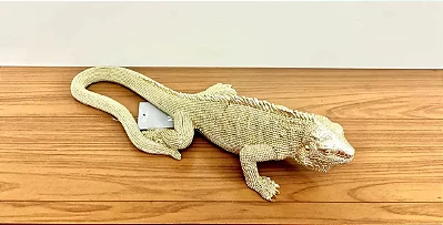 Escultura Decorativa Iguana Dourada Mart Poliresina