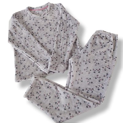 Pijama adulto gatinhos fundo cinza