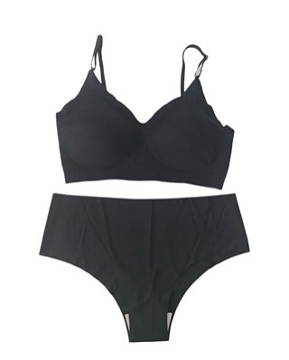 Conjunto de sutiã e calcinha sem costura - PRETO