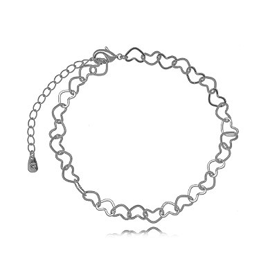 PULSEIRA SEMIJOIA CORACOES VAZADOS LISOS CONFECCIONADO EM BANHO DE RÓDIO