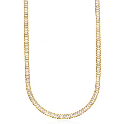 CHOKER SEMIJOIA CRISTAIS BAGUETE CONFECCIONADO EM BANHO DE OURO 18K