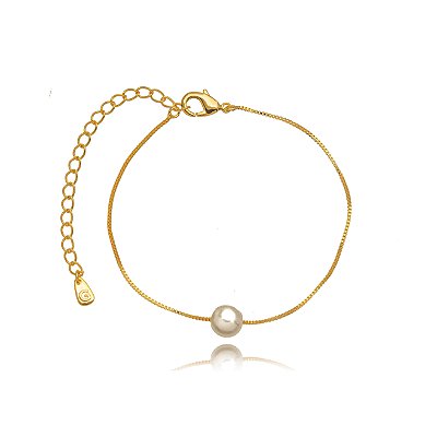 PULSEIRA SEMIJOIA PEROLA LISA CONFECCIONADO EM BANHO DE OURO 18K