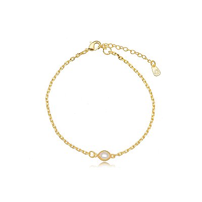 PULSEIRA SEMIJOIA PEROLA LISA CONFECCIONADO EM BANHO DE OURO 18K