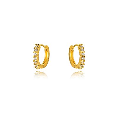 BRINCO SEMIJOIA ARGOLA MICRO ZIRCONIA CONFECCIONADO EM BANHO DE OURO 18K