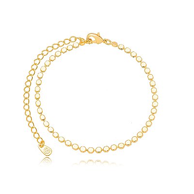 PULSEIRA SEMIJOIA CHAPAS REDONDAS LISAS CONFECCIONADO EM BANHO DE OURO 18K