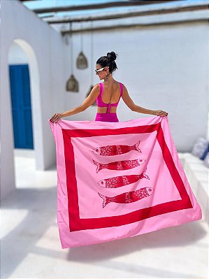 PAREÔ PEIXE VERMELHO FUNDO PINK