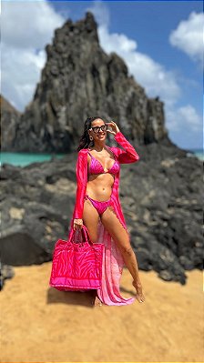 BOLSA NORONHA ZEBRA PINK COM VERMELHO