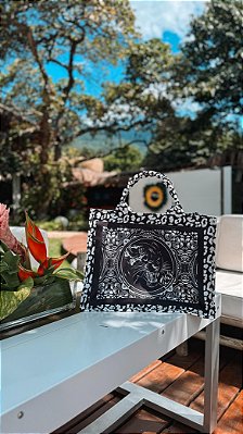 BOLSA ONÇA PRETO E BRANCO