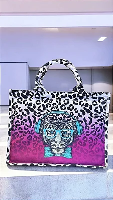 BOLSA ONÇA DEGRADÊ FÚCSIA