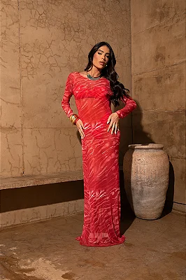 SAÍDA VESTIDO SAFARI TROPICALIENTE MANGA LONGA