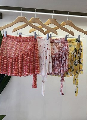SAIA CURTA BABADOS CORAL