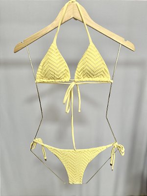 BIQUÍNI CORTININHA SARDENHA AMARELO MANTEIGA TEXTURIZADO