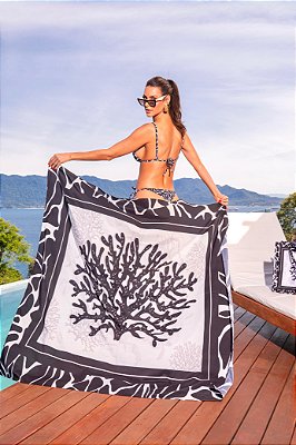 PAREÔ FLORAL BLACK CORAL