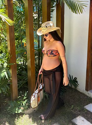 CALÇA TULE COM LENÇO PRETO