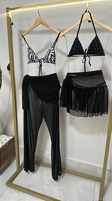 SAIA CURTA BABADOS PRETO